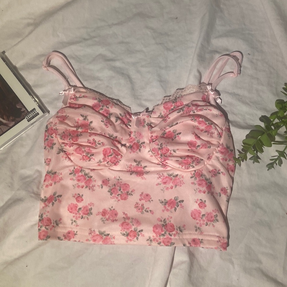 Pink Floral Lace Cami Top!